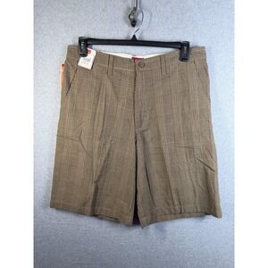 Mossimo Shorts Mens 34 Brown Plaid Chino Canvas Casual Summer Pockets Golf